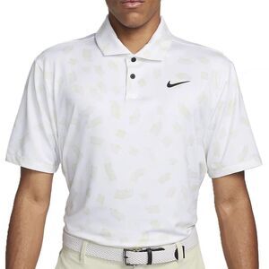 Nike Dri-FIT Tour Men’s Size L-XL Micro Print White Brown Stretch Golf Polo